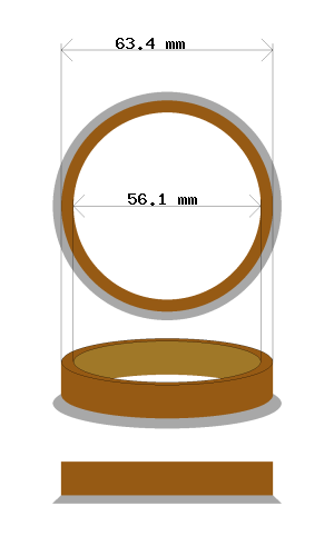 56.1mm Centre Locating Wheel Spigot Rings 63.4mm