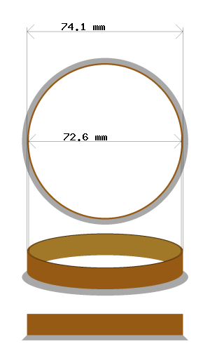 74.1-72.6 70.1-66.6 4x Hub Centric Rings // Size Selection // Made in Germany // For example 